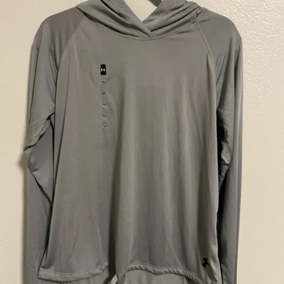 NWT Under Armour Women’s Gray Performance Hooded Shirt-Loose-Tie waistline - Picture 1 of 6
